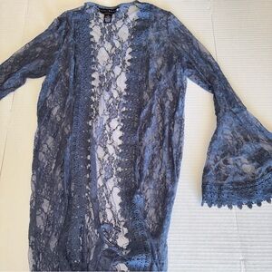 Polly & Esther Blue Lace Wrap With Bell Sleeves